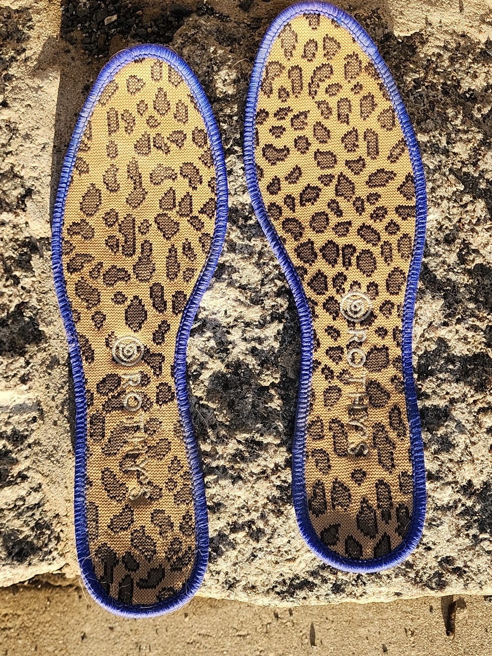Rothys Leopard Knit Ballet Flats with Blue Trim 11 - Picture 5 of 12